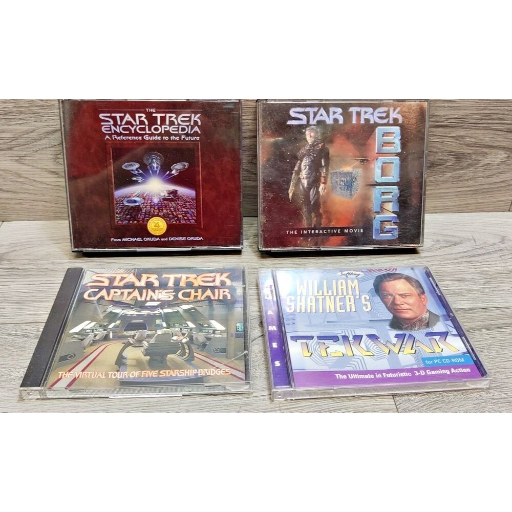 Vintage Star Trek PC CD-ROM Game & Reference Media Lot of 4 Borg Captains Chair